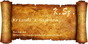 Krizsák Szabina névjegykártya